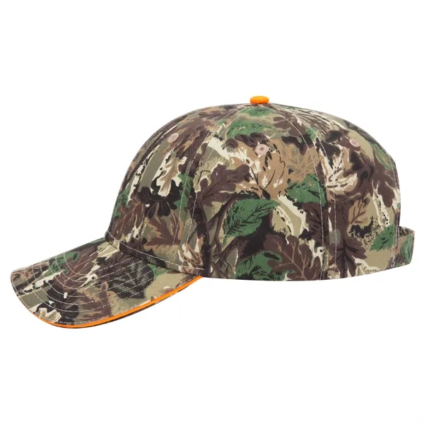 Camouflage Cotton Blend Twill Sandwich Visor 6 Panel Cap - Camouflage Cotton Blend Twill Sandwich Visor 6 Panel Cap - Image 6 of 23