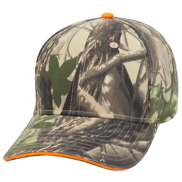 Camouflage Cotton Blend Twill Sandwich Visor 6 Panel Cap - Camouflage Cotton Blend Twill Sandwich Visor 6 Panel Cap - Image 14 of 23