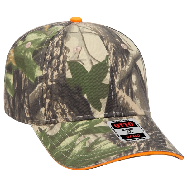 Camouflage Cotton Blend Twill Sandwich Visor 6 Panel Cap - Camouflage Cotton Blend Twill Sandwich Visor 6 Panel Cap - Image 8 of 23
