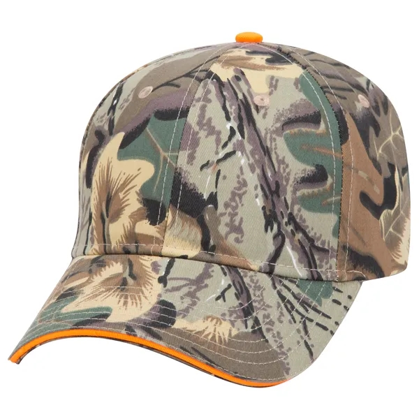 Camouflage Cotton Blend Twill Sandwich Visor 6 Panel Cap - Camouflage Cotton Blend Twill Sandwich Visor 6 Panel Cap - Image 21 of 23