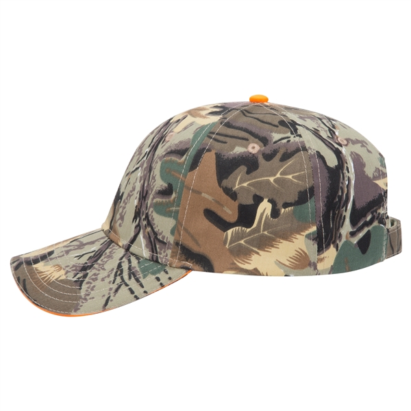 Camouflage Cotton Blend Twill Sandwich Visor 6 Panel Cap - Camouflage Cotton Blend Twill Sandwich Visor 6 Panel Cap - Image 22 of 23