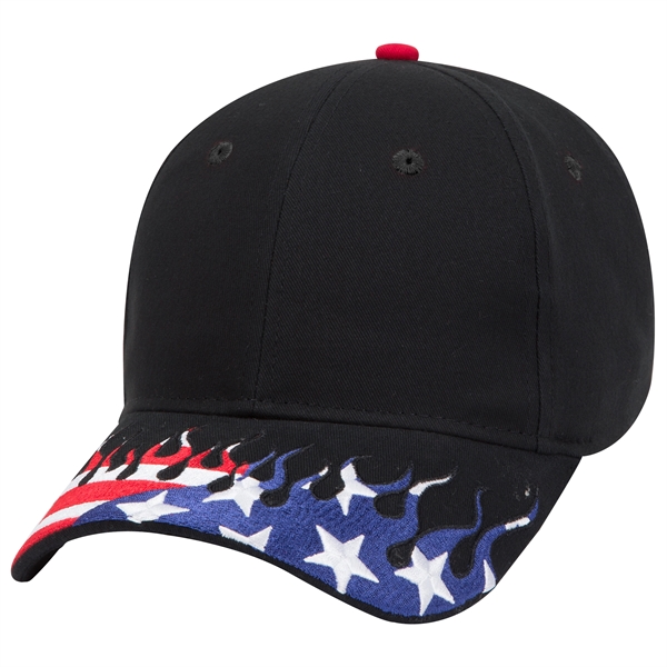 US Flag Flame Pattern Brushed Cotton Twill 6 Panel Cap - US Flag Flame Pattern Brushed Cotton Twill 6 Panel Cap - Image 15 of 136