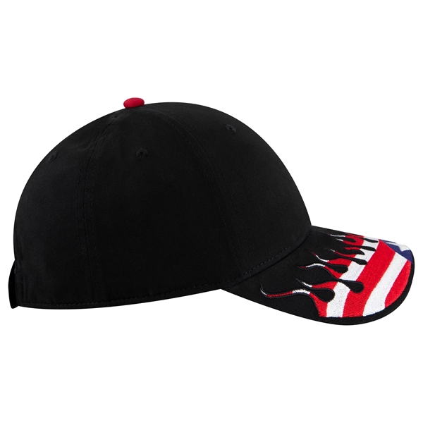 US Flag Flame Pattern Brushed Cotton Twill 6 Panel Cap - US Flag Flame Pattern Brushed Cotton Twill 6 Panel Cap - Image 19 of 136