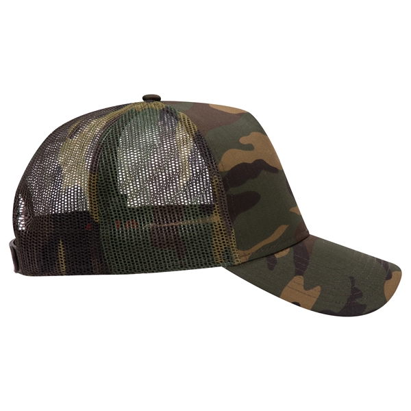 Camouflage Cotton Twill 5 Panel Low Crown Mesh Back Hat - Camouflage Cotton Twill 5 Panel Low Crown Mesh Back Hat - Image 6 of 21