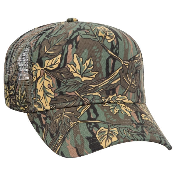 Camouflage Cotton Twill 5 Panel Low Crown Mesh Back Hat - Camouflage Cotton Twill 5 Panel Low Crown Mesh Back Hat - Image 7 of 21