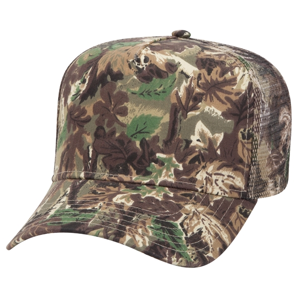 Camouflage Cotton Twill 5 Panel Low Crown Mesh Back Hat - Camouflage Cotton Twill 5 Panel Low Crown Mesh Back Hat - Image 13 of 21