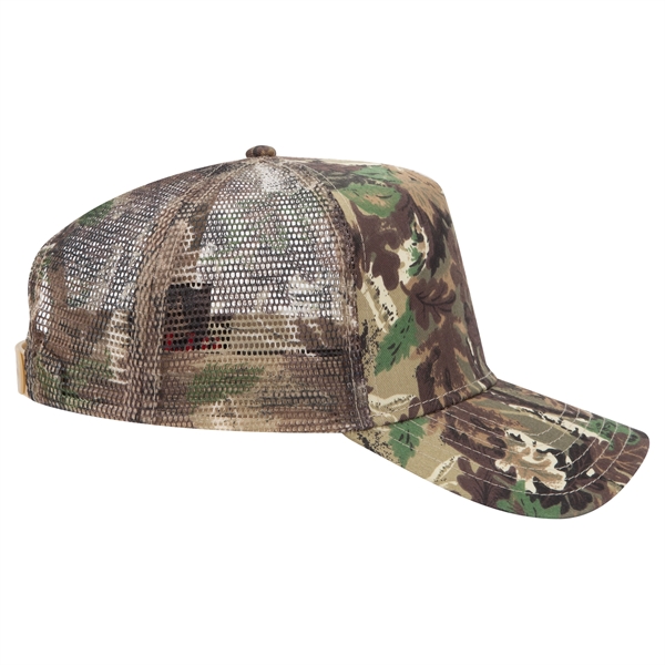 Camouflage Cotton Twill 5 Panel Low Crown Mesh Back Hat - Camouflage Cotton Twill 5 Panel Low Crown Mesh Back Hat - Image 15 of 21
