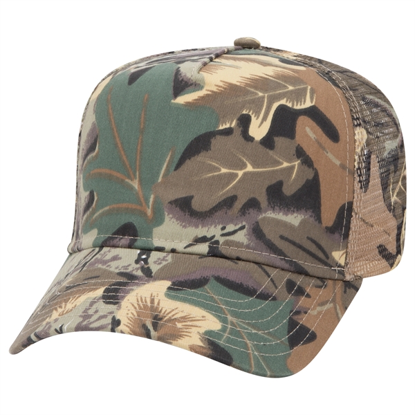 Camouflage Cotton Twill 5 Panel Low Crown Mesh Back Hat - Camouflage Cotton Twill 5 Panel Low Crown Mesh Back Hat - Image 19 of 21