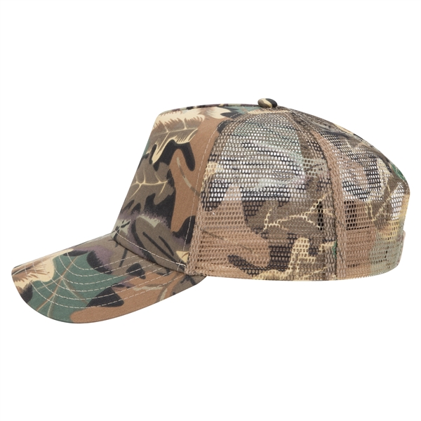 Camouflage Cotton Twill 5 Panel Low Crown Mesh Back Hat - Camouflage Cotton Twill 5 Panel Low Crown Mesh Back Hat - Image 20 of 21