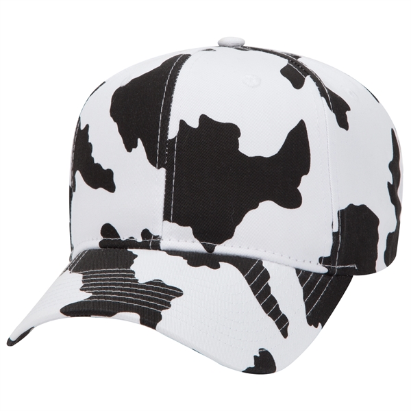 Cow Pattern Cotton Blend Twill 6 Panel Baseball Cap - Cow Pattern Cotton Blend Twill 6 Panel Baseball Cap - Image 4 of 7
