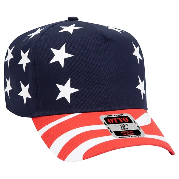 US Flag Pattern Cotton Twill 5 Panel Mid Profile Style Cap - US Flag Pattern Cotton Twill 5 Panel Mid Profile Style Cap - Image 1 of 6