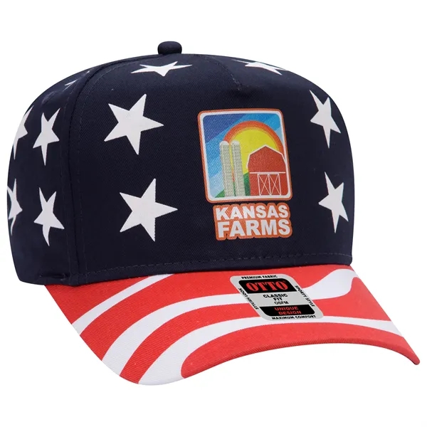 US Flag Pattern Cotton Twill 5 Panel Mid Profile Style Cap - US Flag Pattern Cotton Twill 5 Panel Mid Profile Style Cap - Image 0 of 6