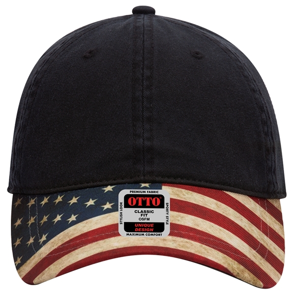 US Flag Design Visor Cotton Twill 6 Panel Low Profile Cap - US Flag Design Visor Cotton Twill 6 Panel Low Profile Cap - Image 4 of 32
