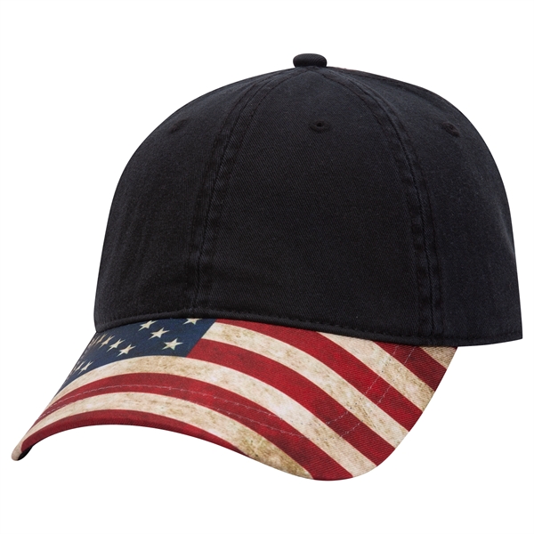 US Flag Design Visor Cotton Twill 6 Panel Low Profile Cap - US Flag Design Visor Cotton Twill 6 Panel Low Profile Cap - Image 5 of 32