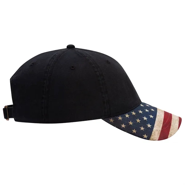 US Flag Design Visor Cotton Twill 6 Panel Low Profile Cap - US Flag Design Visor Cotton Twill 6 Panel Low Profile Cap - Image 7 of 32