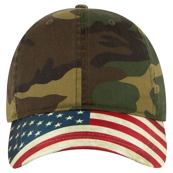 US Flag Design Visor Cotton Twill 6 Panel Low Profile Cap - US Flag Design Visor Cotton Twill 6 Panel Low Profile Cap - Image 11 of 32