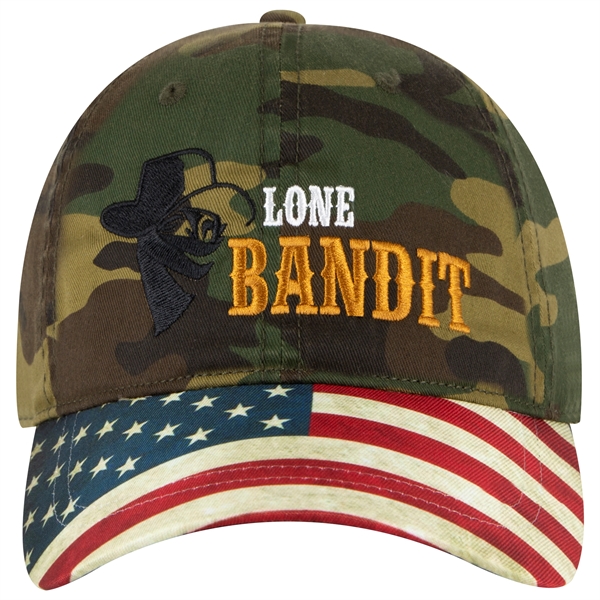 US Flag Design Visor Cotton Twill 6 Panel Low Profile Cap - US Flag Design Visor Cotton Twill 6 Panel Low Profile Cap - Image 0 of 32