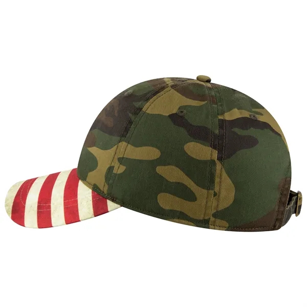 US Flag Design Visor Cotton Twill 6 Panel Low Profile Cap - US Flag Design Visor Cotton Twill 6 Panel Low Profile Cap - Image 13 of 32