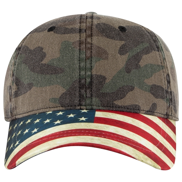 US Flag Design Visor Cotton Twill 6 Panel Low Profile Cap - US Flag Design Visor Cotton Twill 6 Panel Low Profile Cap - Image 17 of 32