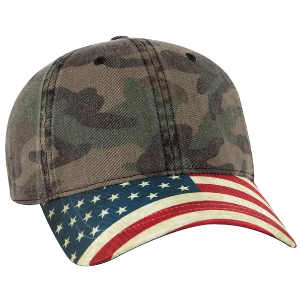 US Flag Design Visor Cotton Twill 6 Panel Low Profile Cap - US Flag Design Visor Cotton Twill 6 Panel Low Profile Cap - Image 15 of 32