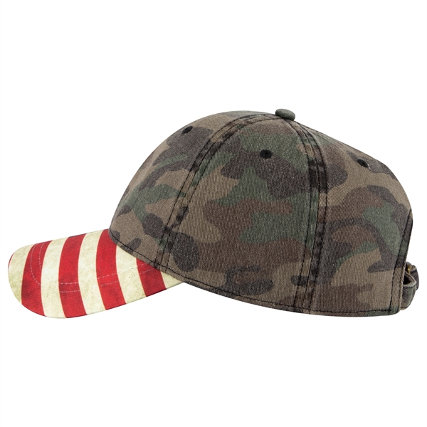 US Flag Design Visor Cotton Twill 6 Panel Low Profile Cap - US Flag Design Visor Cotton Twill 6 Panel Low Profile Cap - Image 19 of 32