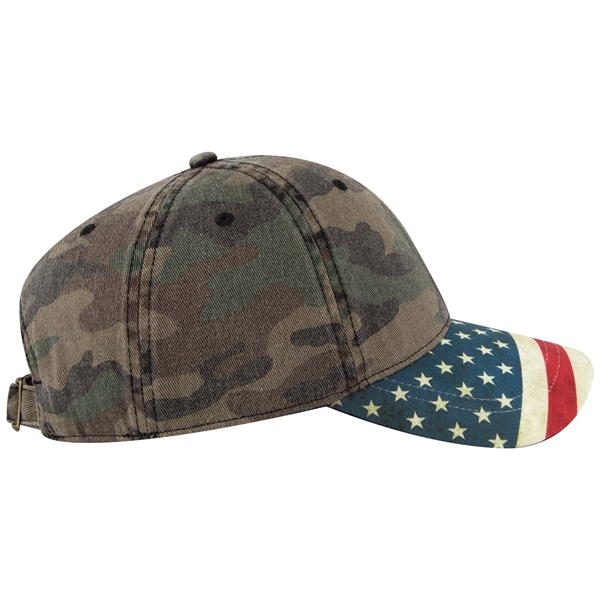 US Flag Design Visor Cotton Twill 6 Panel Low Profile Cap - US Flag Design Visor Cotton Twill 6 Panel Low Profile Cap - Image 20 of 32