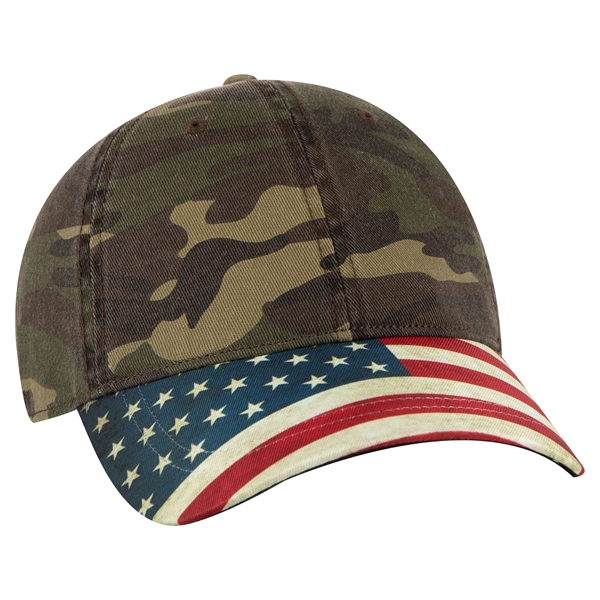 US Flag Design Visor Cotton Twill 6 Panel Low Profile Cap - US Flag Design Visor Cotton Twill 6 Panel Low Profile Cap - Image 21 of 32