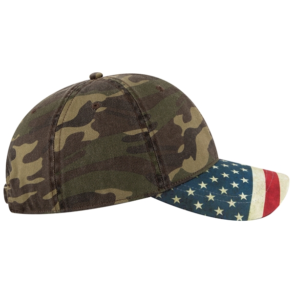 US Flag Design Visor Cotton Twill 6 Panel Low Profile Cap - US Flag Design Visor Cotton Twill 6 Panel Low Profile Cap - Image 26 of 32