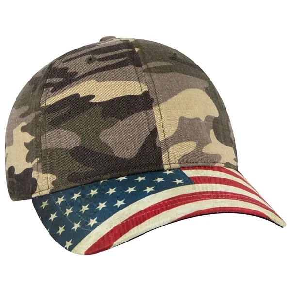 US Flag Design Visor Cotton Twill 6 Panel Low Profile Cap - US Flag Design Visor Cotton Twill 6 Panel Low Profile Cap - Image 27 of 32
