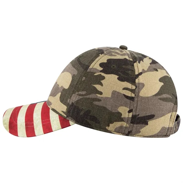 US Flag Design Visor Cotton Twill 6 Panel Low Profile Cap - US Flag Design Visor Cotton Twill 6 Panel Low Profile Cap - Image 31 of 32