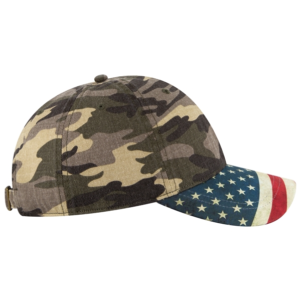 US Flag Design Visor Cotton Twill 6 Panel Low Profile Cap - US Flag Design Visor Cotton Twill 6 Panel Low Profile Cap - Image 32 of 32