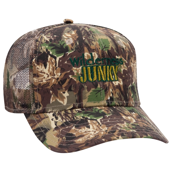 Camo Cotton Twill 6 Panel Mid Profile Style Mesh Back Hat - Camo Cotton Twill 6 Panel Mid Profile Style Mesh Back Hat - Image 2 of 9