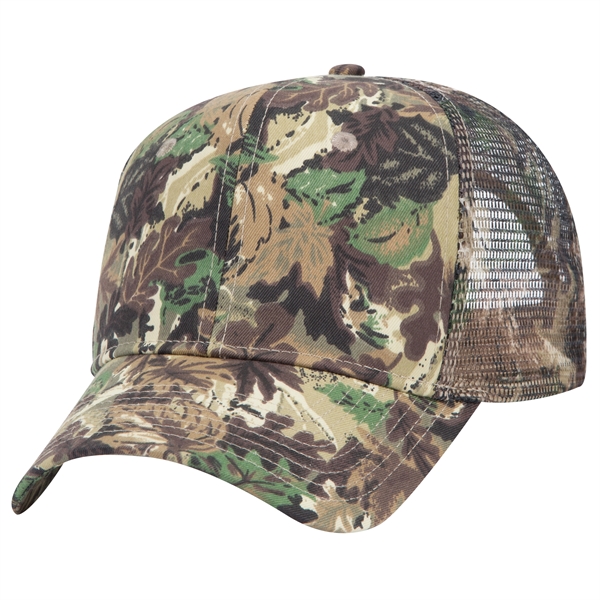 Camo Cotton Twill 6 Panel Mid Profile Style Mesh Back Hat - Camo Cotton Twill 6 Panel Mid Profile Style Mesh Back Hat - Image 5 of 9