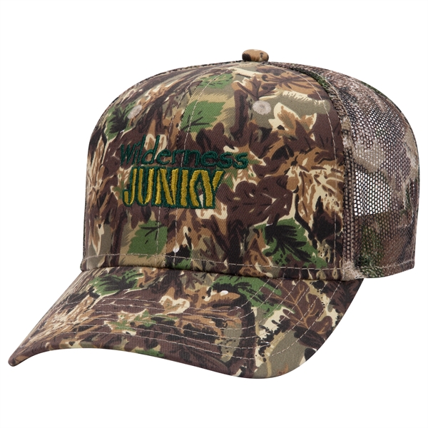 Camo Cotton Twill 6 Panel Mid Profile Style Mesh Back Hat - Camo Cotton Twill 6 Panel Mid Profile Style Mesh Back Hat - Image 6 of 9