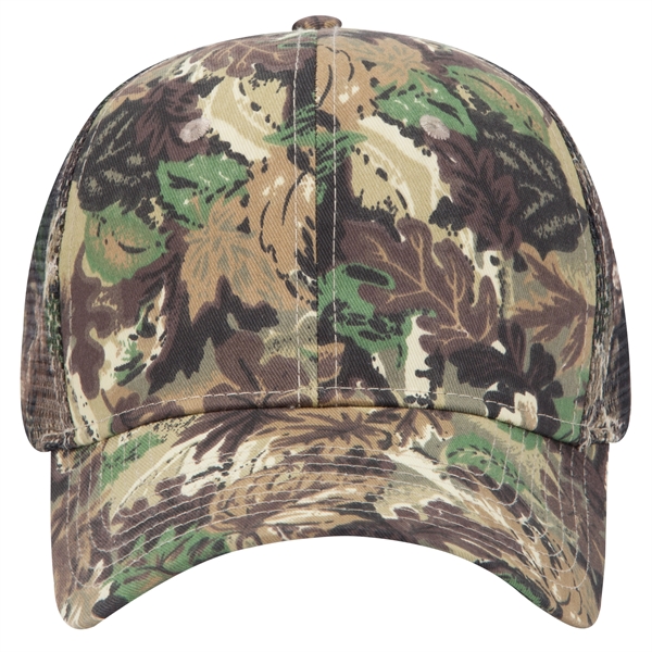 Camo Cotton Twill 6 Panel Mid Profile Style Mesh Back Hat - Camo Cotton Twill 6 Panel Mid Profile Style Mesh Back Hat - Image 7 of 9