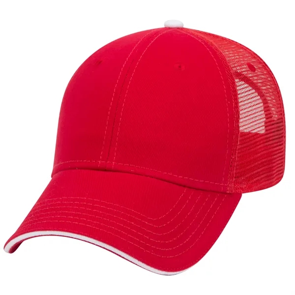 Brushed Bull Denim Sandwich Visor 6 Panel Mesh Back Hat - Brushed Bull Denim Sandwich Visor 6 Panel Mesh Back Hat - Image 10 of 24