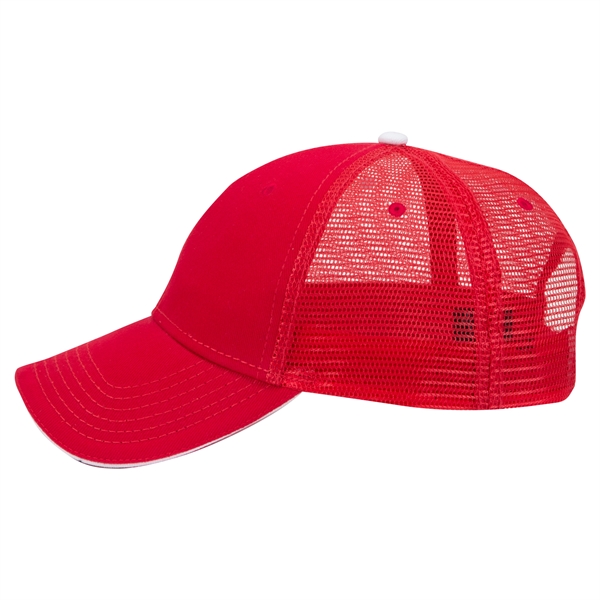 Brushed Bull Denim Sandwich Visor 6 Panel Mesh Back Hat - Brushed Bull Denim Sandwich Visor 6 Panel Mesh Back Hat - Image 11 of 24