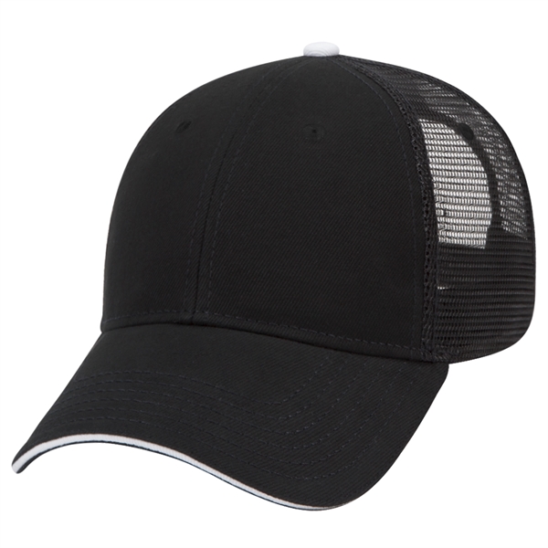 Brushed Bull Denim Sandwich Visor 6 Panel Mesh Back Hat - Brushed Bull Denim Sandwich Visor 6 Panel Mesh Back Hat - Image 16 of 24