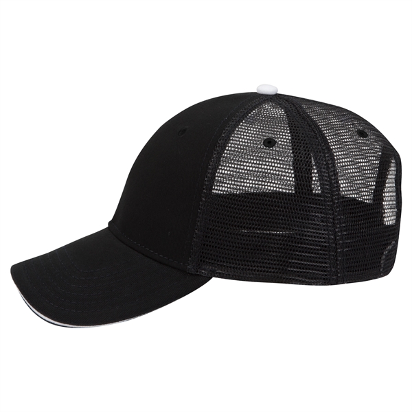 Brushed Bull Denim Sandwich Visor 6 Panel Mesh Back Hat - Brushed Bull Denim Sandwich Visor 6 Panel Mesh Back Hat - Image 17 of 24