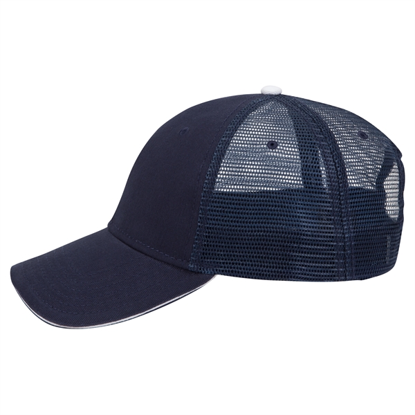 Brushed Bull Denim Sandwich Visor 6 Panel Mesh Back Hat - Brushed Bull Denim Sandwich Visor 6 Panel Mesh Back Hat - Image 23 of 24