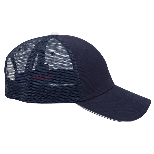 Brushed Bull Denim Sandwich Visor 6 Panel Mesh Back Hat - Brushed Bull Denim Sandwich Visor 6 Panel Mesh Back Hat - Image 24 of 24