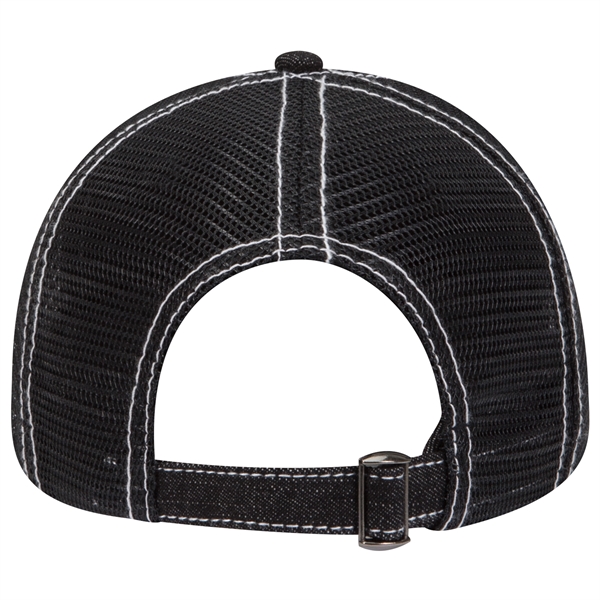 Denim 6 Panel Contrast Stitching Mesh Back Trucker Hat - Denim 6 Panel Contrast Stitching Mesh Back Trucker Hat - Image 2 of 12