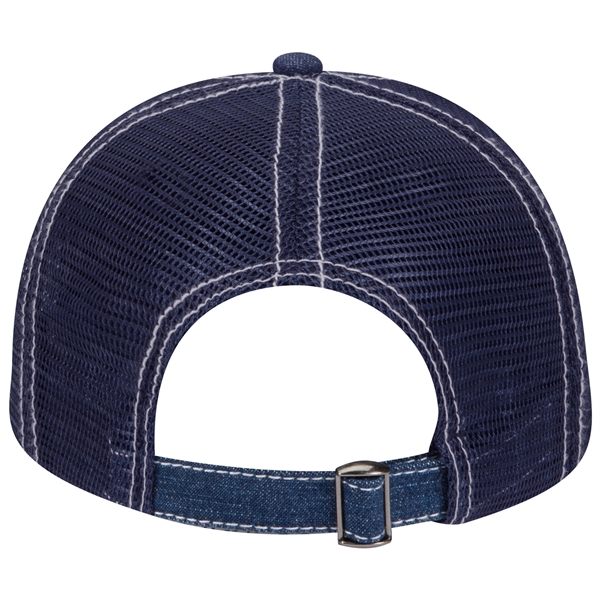 Denim 6 Panel Contrast Stitching Mesh Back Trucker Hat - Denim 6 Panel Contrast Stitching Mesh Back Trucker Hat - Image 8 of 12