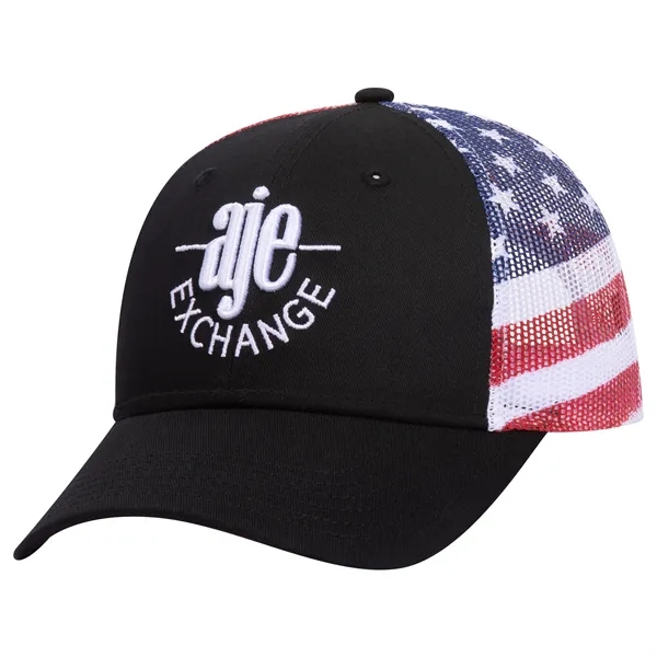 American Flag Mesh Back Cotton Twill 6 Panel Baseball Cap - American Flag Mesh Back Cotton Twill 6 Panel Baseball Cap - Image 5 of 21