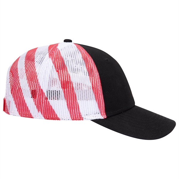 American Flag Mesh Back Cotton Twill 6 Panel Baseball Cap - American Flag Mesh Back Cotton Twill 6 Panel Baseball Cap - Image 9 of 21