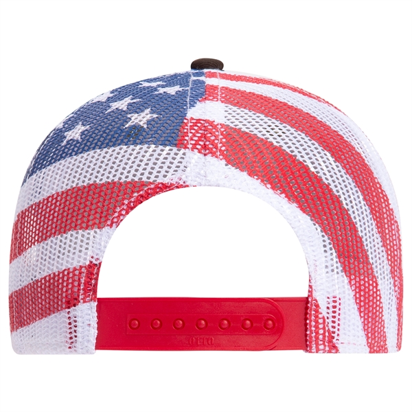 American Flag Mesh Back Cotton Twill 6 Panel Baseball Cap - American Flag Mesh Back Cotton Twill 6 Panel Baseball Cap - Image 10 of 21