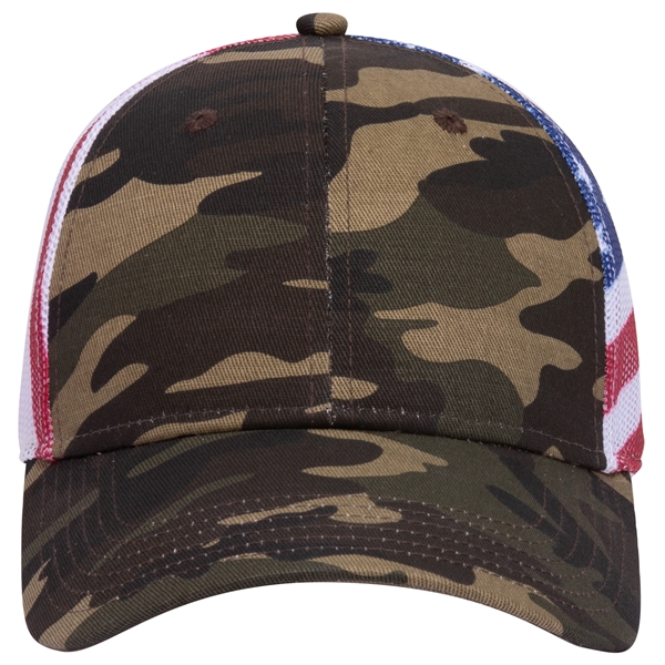 American Flag Mesh Back Cotton Twill 6 Panel Baseball Cap - American Flag Mesh Back Cotton Twill 6 Panel Baseball Cap - Image 17 of 21