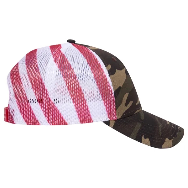 American Flag Mesh Back Cotton Twill 6 Panel Baseball Cap - American Flag Mesh Back Cotton Twill 6 Panel Baseball Cap - Image 21 of 21