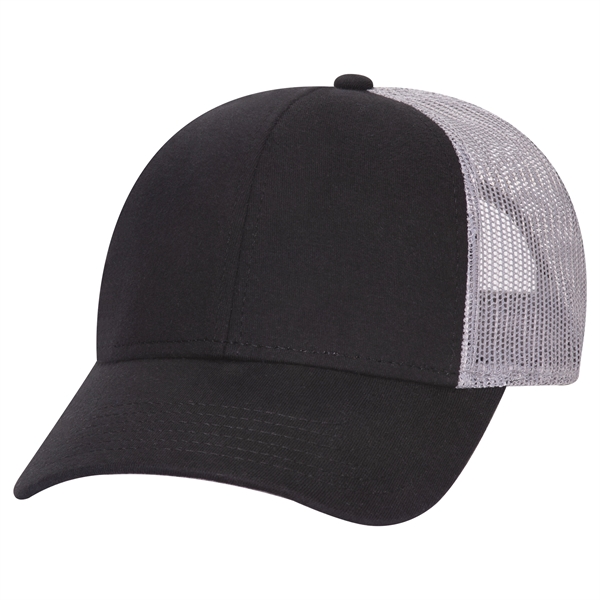 Comfy Cotton Jersey Knit 6 Panel Mesh Back Trucker Hat - Comfy Cotton Jersey Knit 6 Panel Mesh Back Trucker Hat - Image 19 of 21