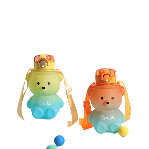 27 oz Bear Shaped Water Bottle with Straw and Shoulder Strap - 27 oz Bear Shaped Water Bottle with Straw and Shoulder Strap - Image 10 of 14